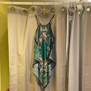 Floral Green and Blue Women's Blouse